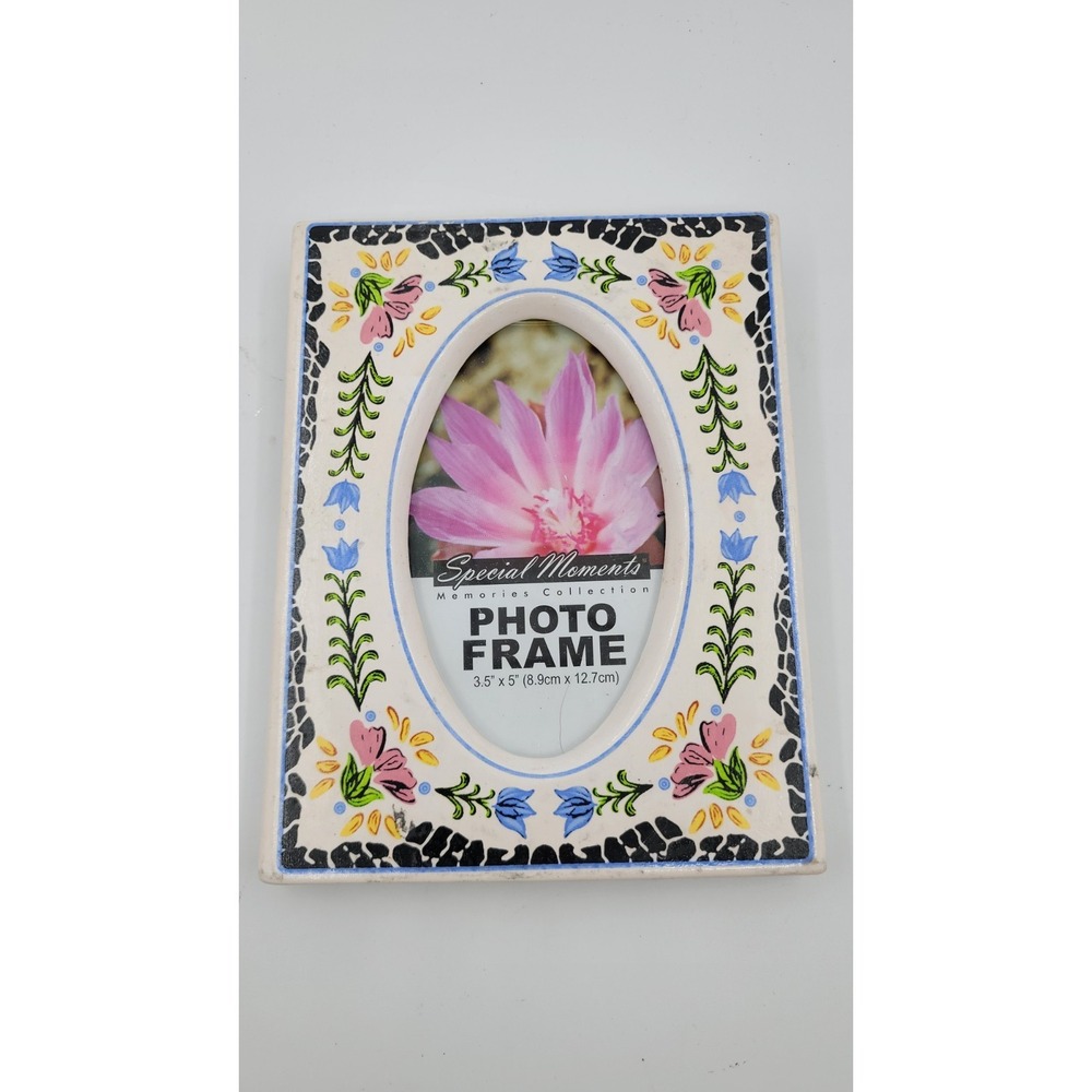 Special Moments Ceramic Floral Picture Photo Frame 3.5 X 5 Cottage Maximalist